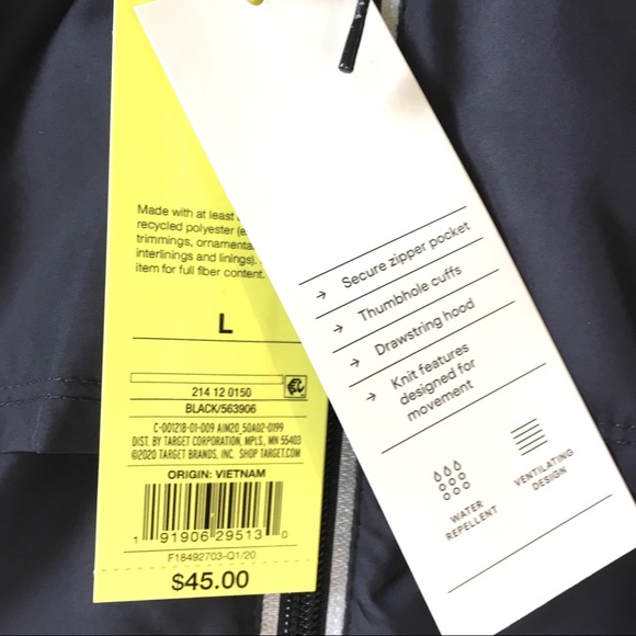 NWT All In Motion Black Track Hooded Jacket - Picture 5 of 10